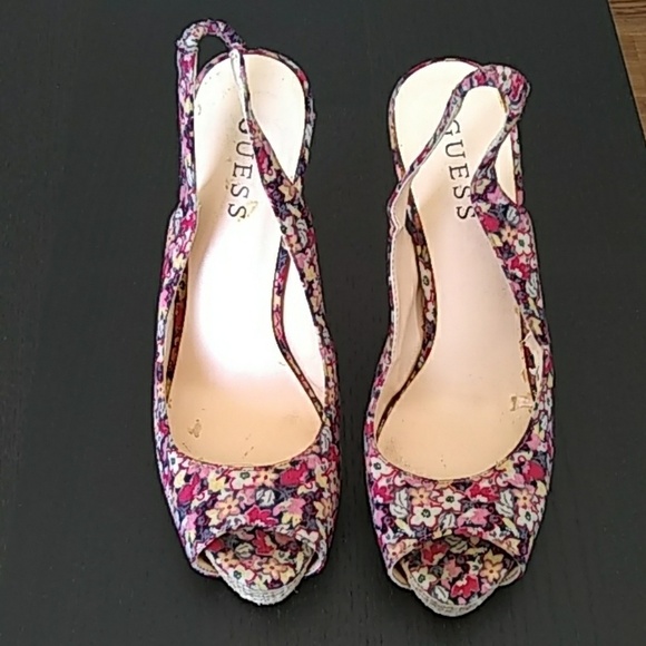 Guess Floral Peep Toe High Heels - Picture 1 of 4